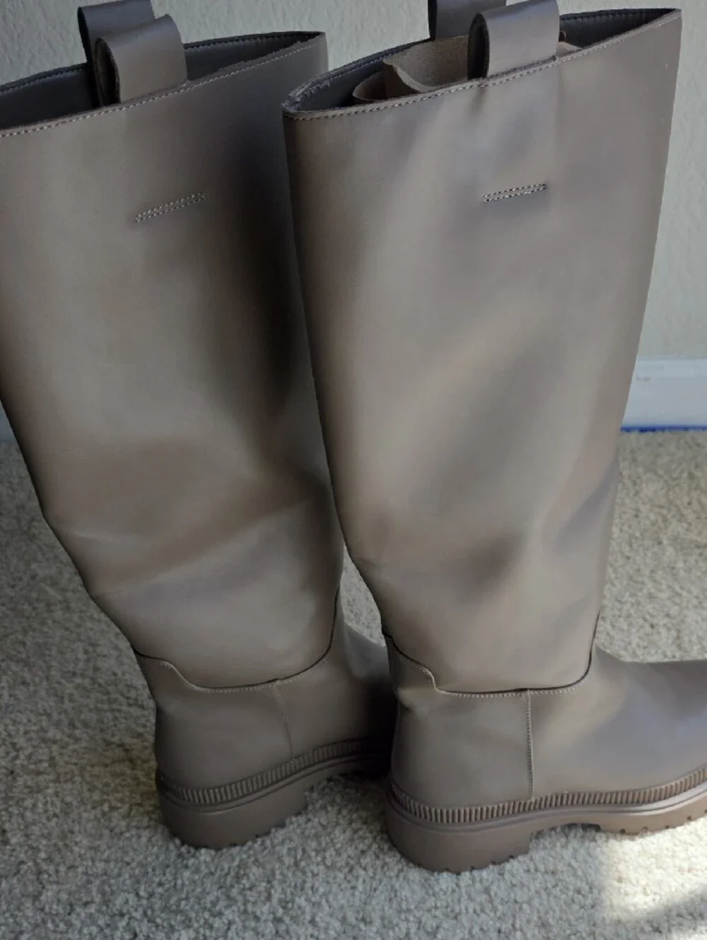 H&M Taupe Knee-High Lug-Sole Boots